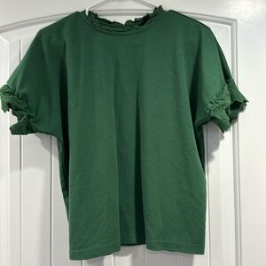 Ann Taylor Petite Green Shirt with Eyelet Detail